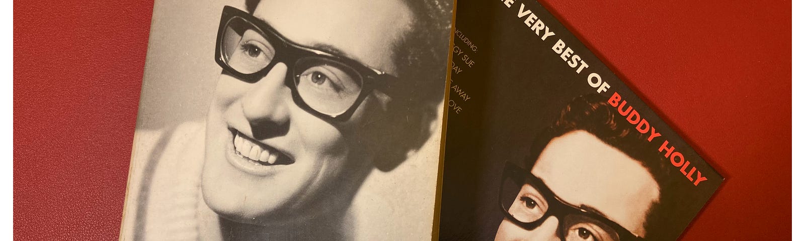 Author’s photo of their copies of Ellis Amburn’s book ‘Buddy Holly:The Real Story’ and the CD set “The Very Best Of Buddy Holly”