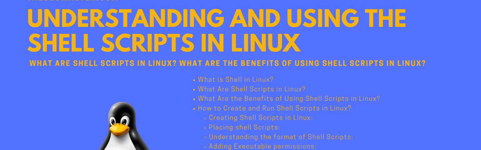 Linux penguin sitting on a blue background with post titles and table of contents