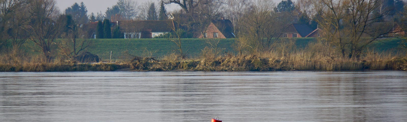 A navigation buoy in the Elbe River, Germany