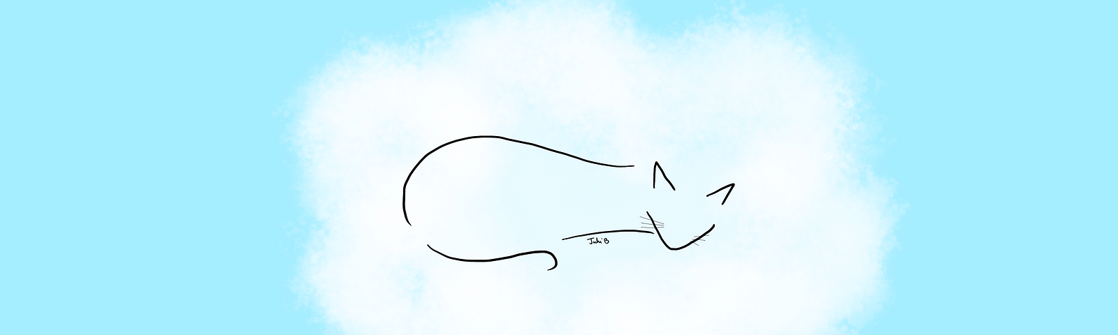 Art of a cat sleeping on a cloud