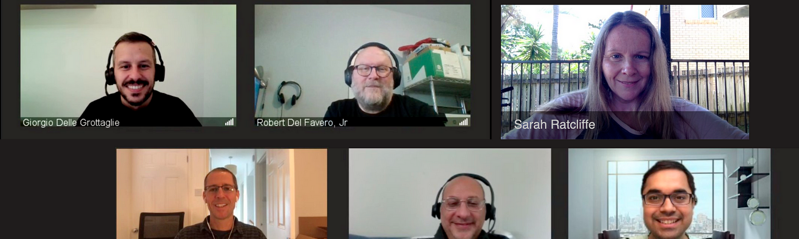 Grid view of editors in a virtual meeting