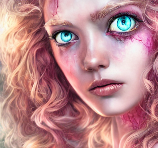 Zombie princess with blonde hair and blue eyes — created with Jasper Art