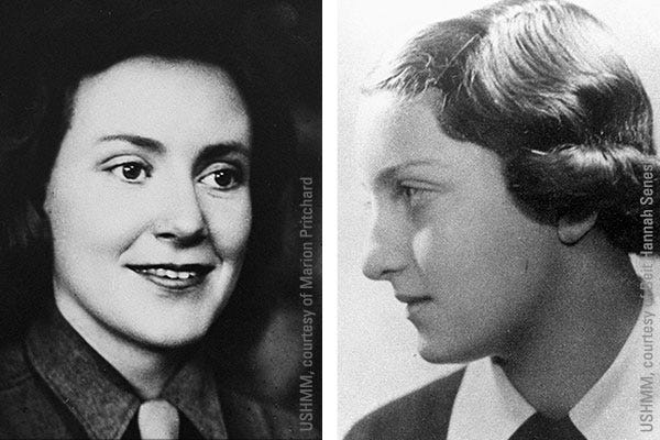 Marion van Binsbergen Pritchard in 1946 (left). Hannah Szenes in 1938.