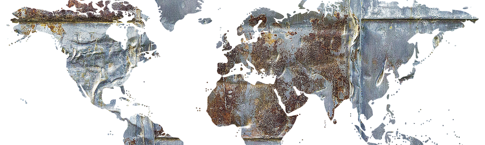 Decorative image of a map in blue and brown paint