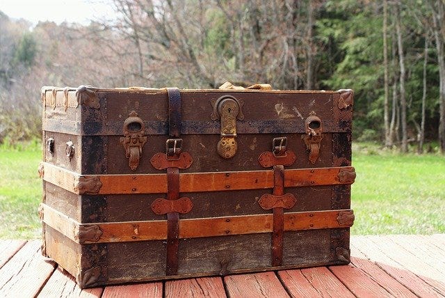 Steamer trunk for clothes storage