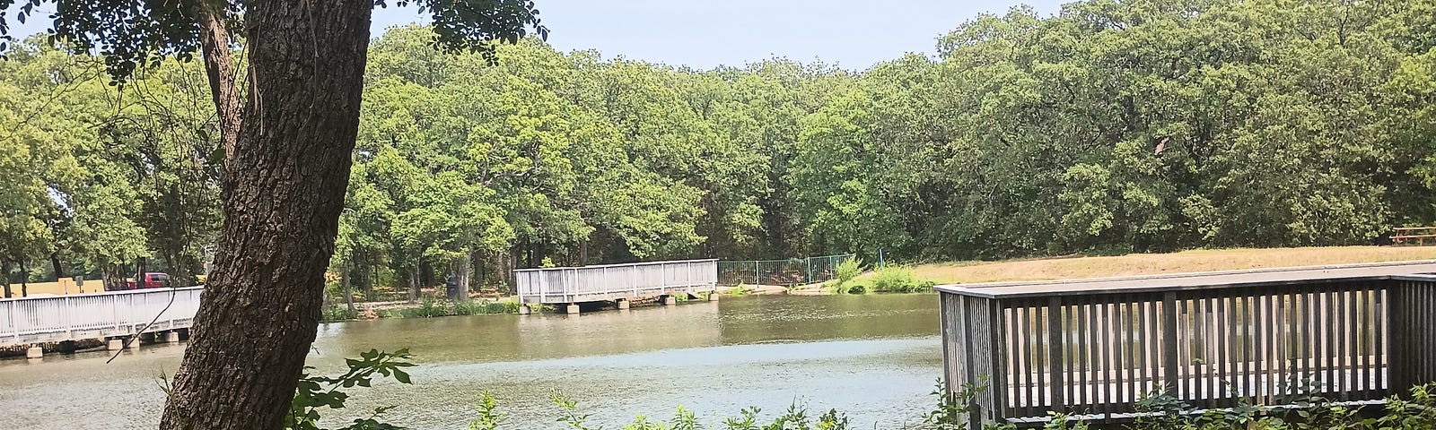 A fishing pond in Corinth Community Park.