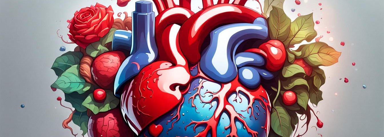 Human heart and kidneys, artistic impression