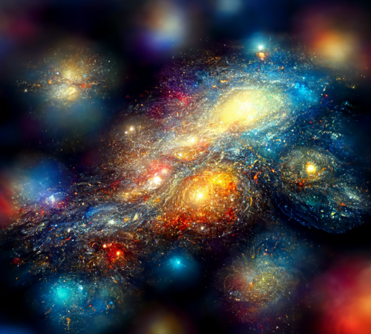 universe and galaxies filled with light and energy