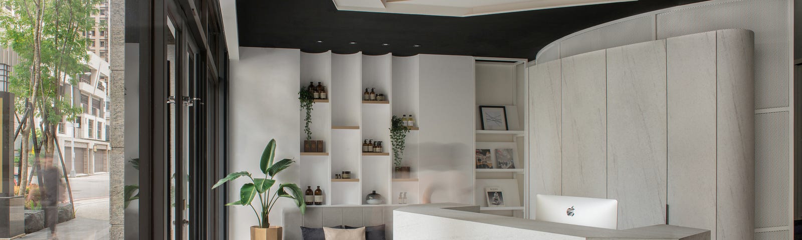 漢玥室內設計 < 慕白 > 髮廊空間：台中 簡約 北歐風 自然 灰色調 黑白色系