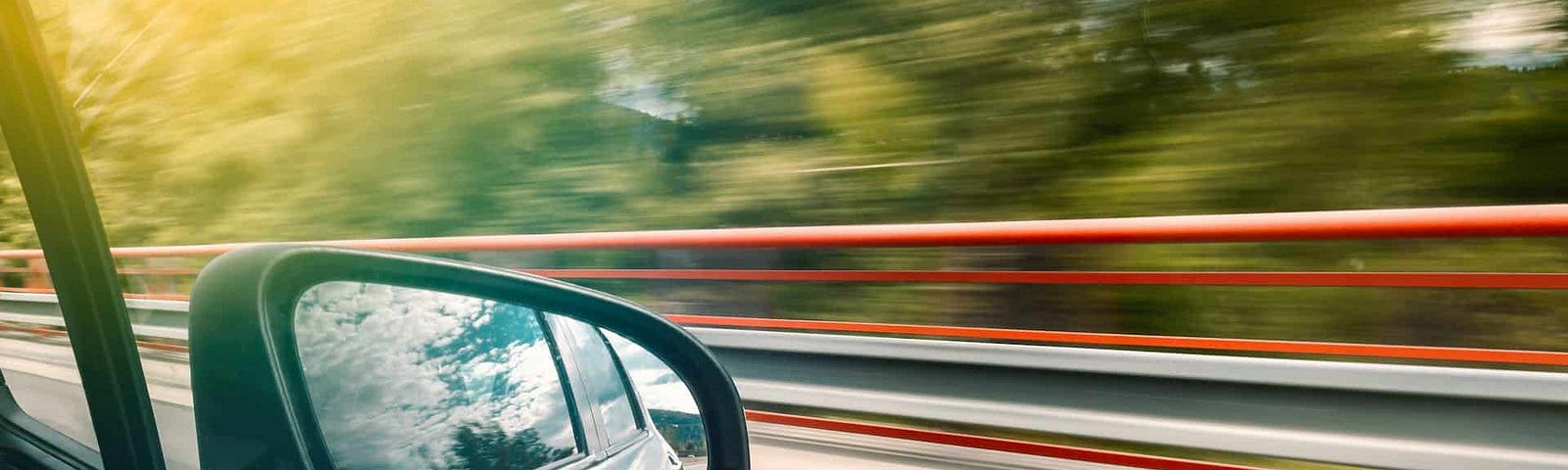 Looking out window of a moving vehicle