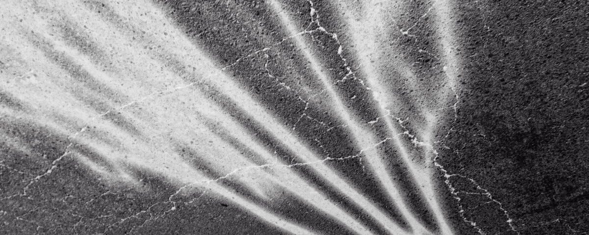 High-resolution, B&W Cannon photo of wing-like negative shadow & rectangular cage on concrete texture.