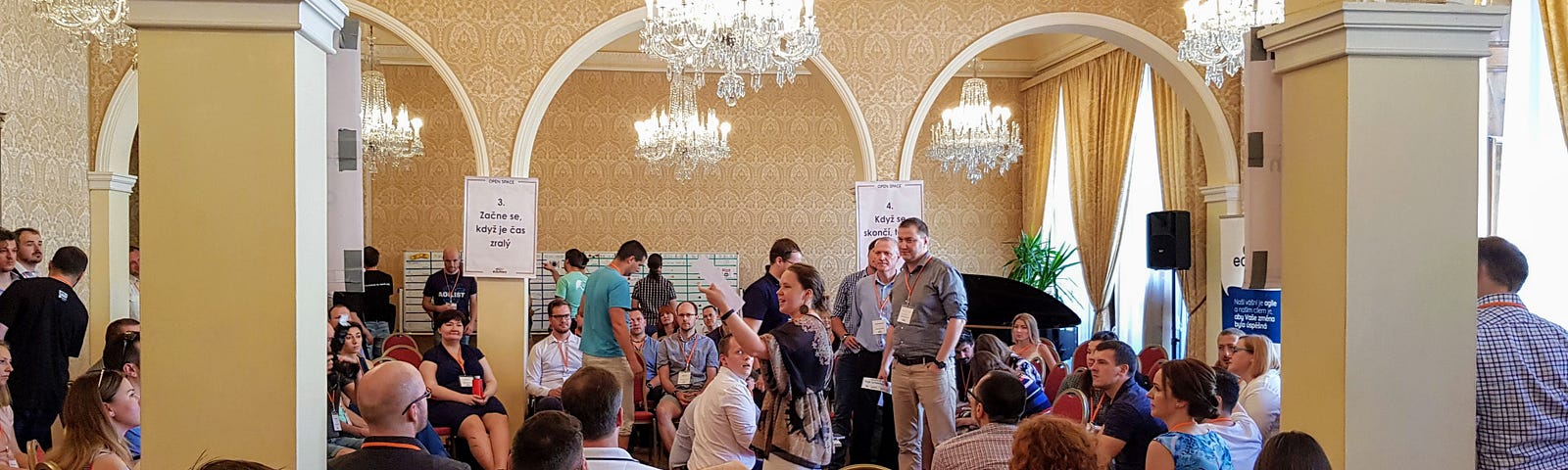 Open Space inAgile uncoference from May 2019, Prague — pitch of topics in progress
