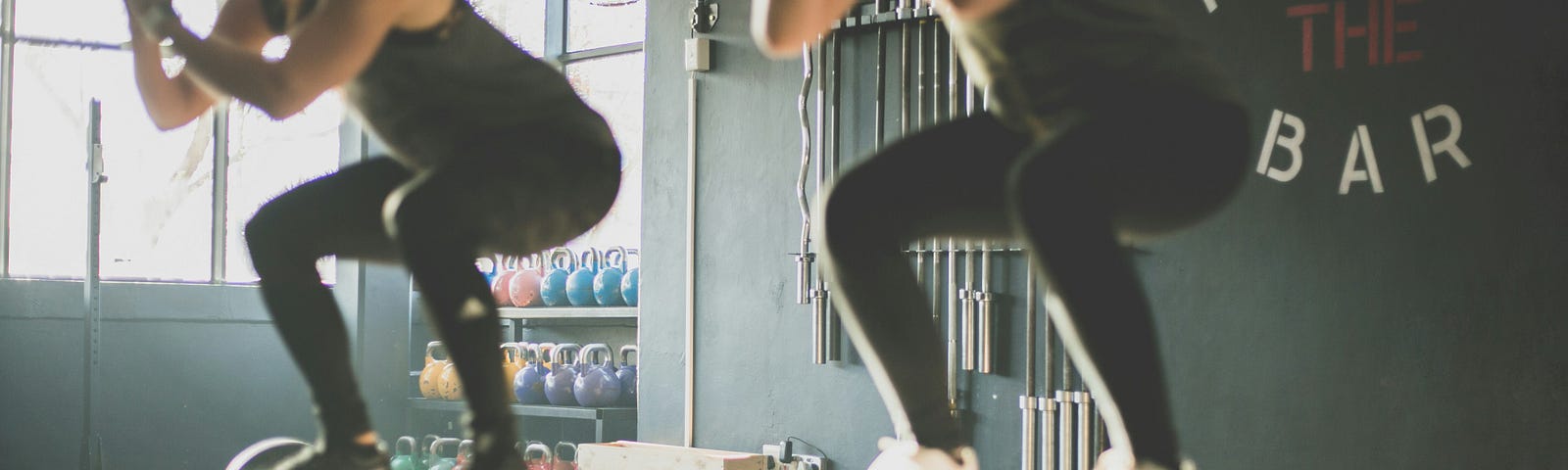 Two girls working out
