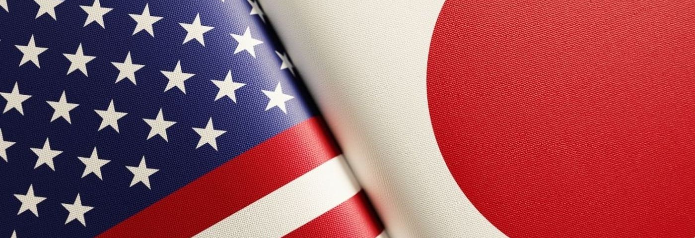 U.S. and Japan flags side-by-side.