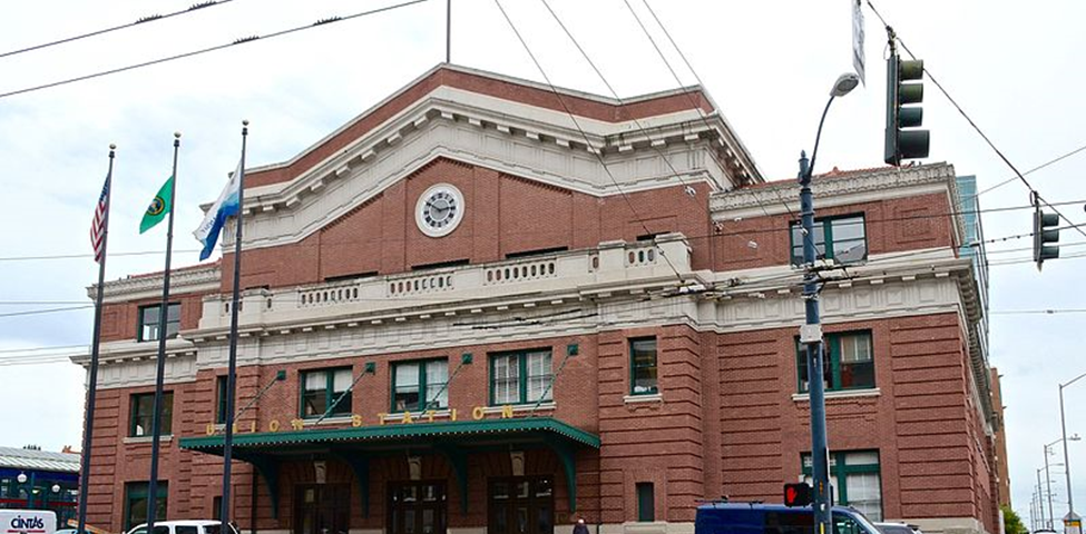 File: Seattle Union Station in 2016.jpg Description Union Station in Seattle, viewed from across Jackson Street at 4th Avenue. The building was last used as a railroad station in 1971. Since 1999, its primary use has been as the main administrative office of Sound Transit. Author Steve Morgan This file is licensed under the Creative Commons Attribution-Share Alike 4.0 International license. CC BY-SA 4.0 Deed | Attribution-ShareAlike 4.0 International | Creative Commons File: Seattle Union Statio