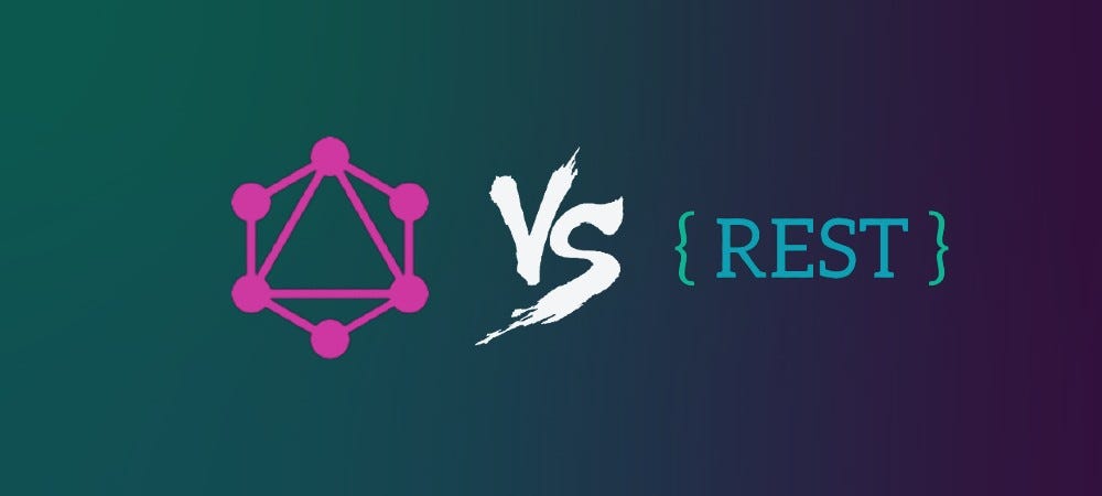 GraphQL logo versus REST logo on gradient background