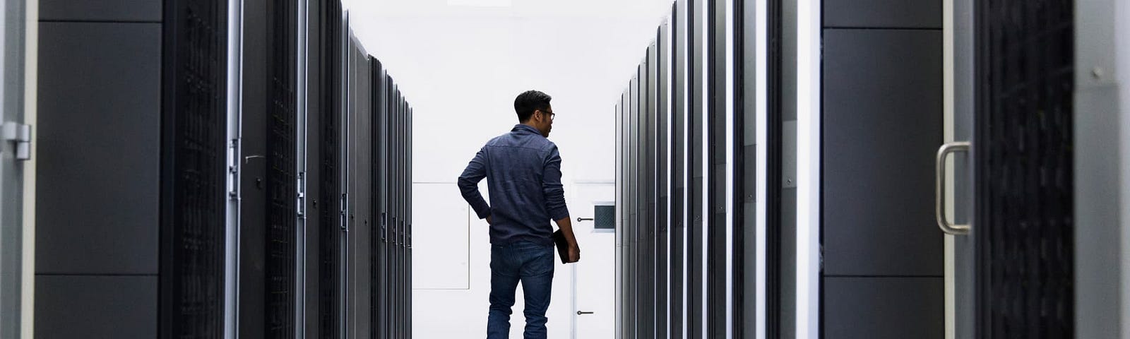 Person in a server room