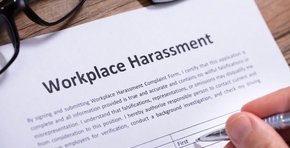 A workplace harassment complaint form.