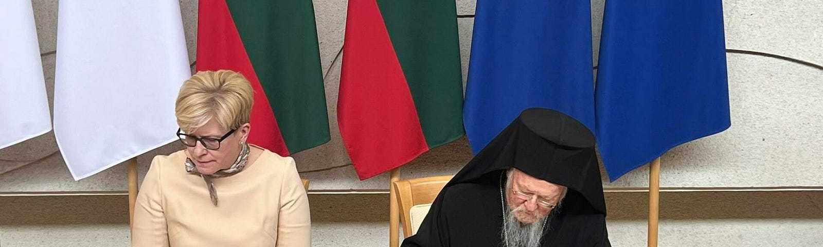 Lithuanian PM Šimonytė with the Ecumenical Patriarch Bartholomew in Vilnius — March 2023