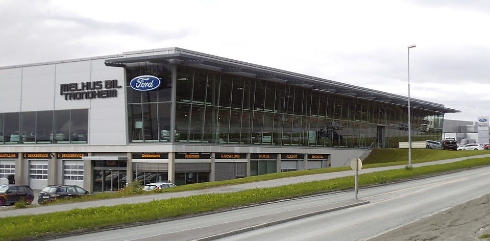 IMAGE: A Ford dealership in Tiller, Trondheim
