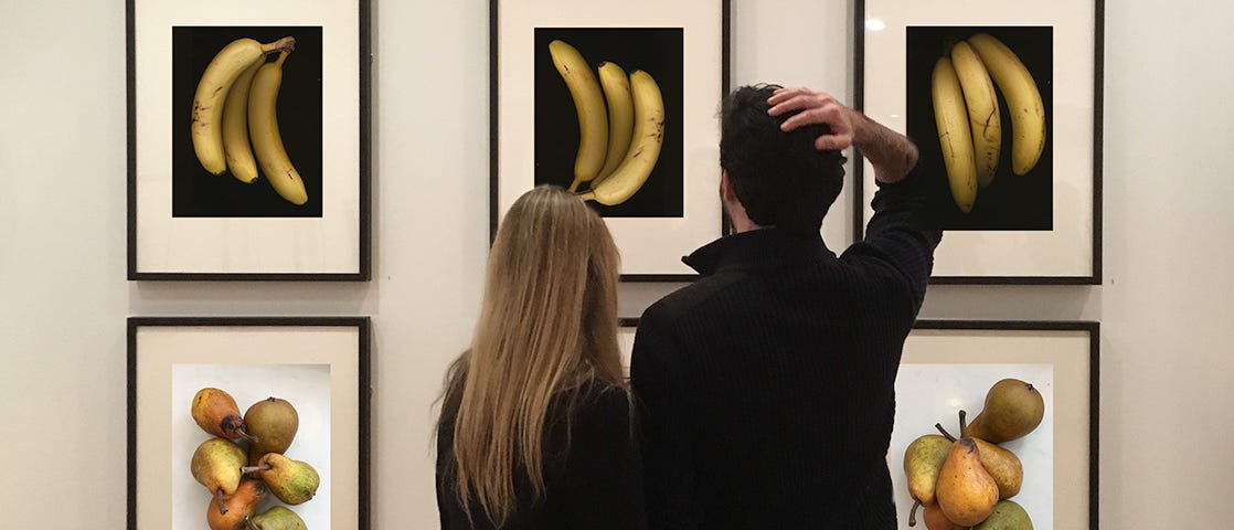 patrons at an art gallery