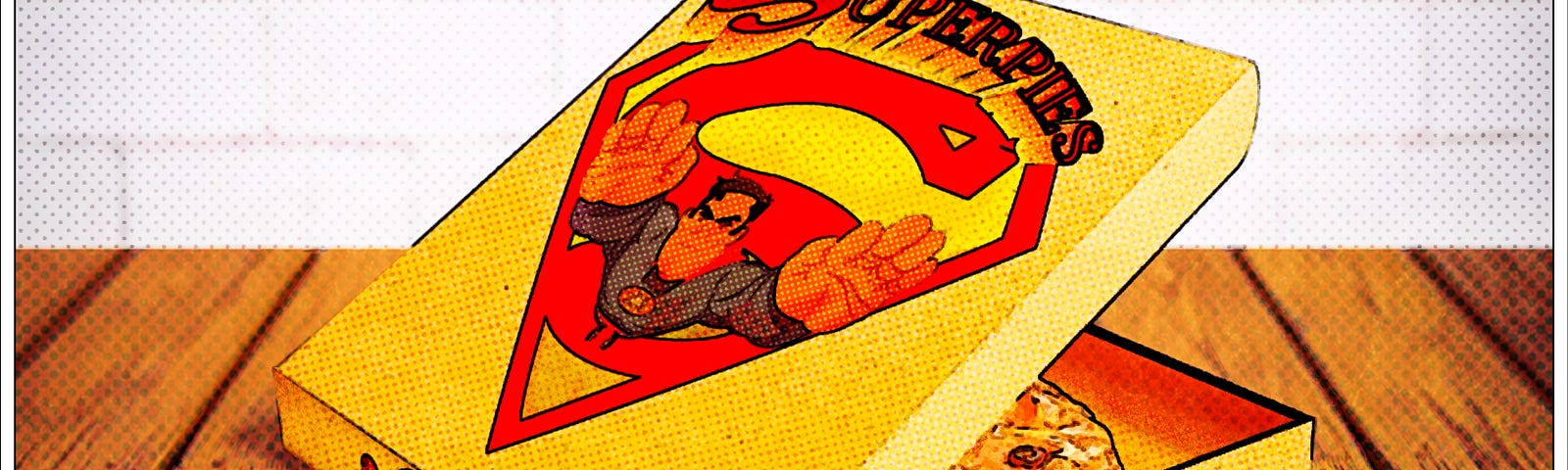Pizza Box with Superhero logo