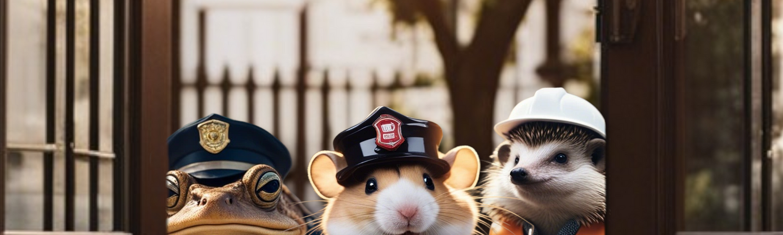 A hamster, a toad, and a hedgehog in stripper costumes