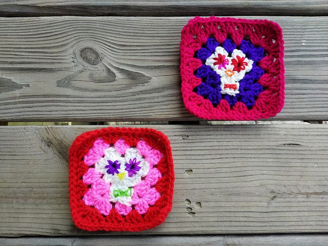 Day of the Dead crochet granny squares