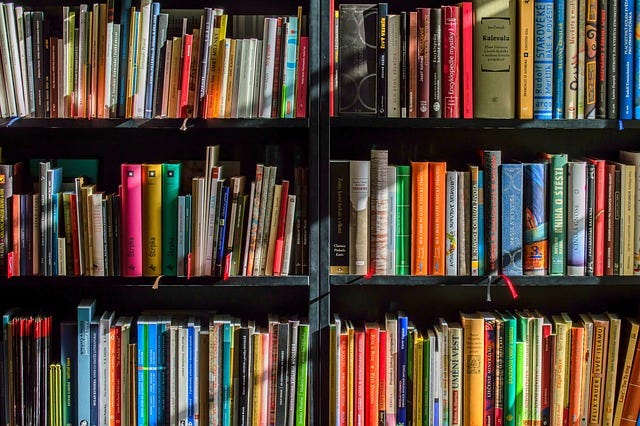 Bookshelves filled with books