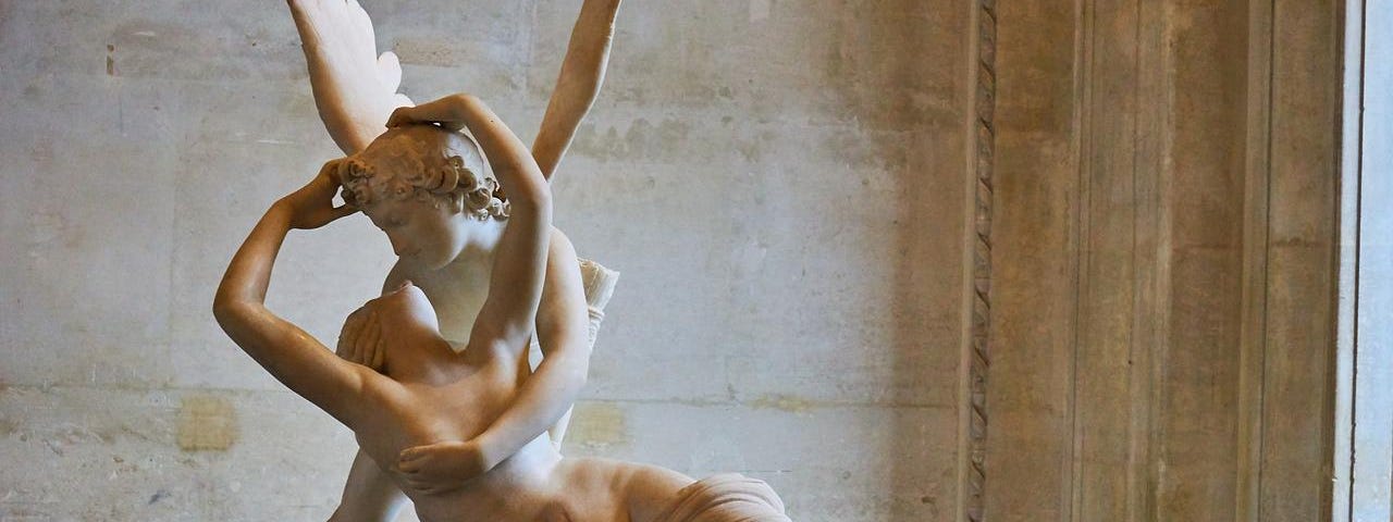 Eros with Psyche (Soul) sculpture in the Louvre