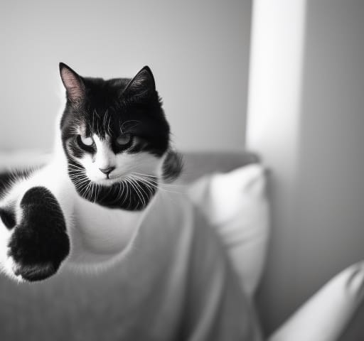 black and white cat created by AI
