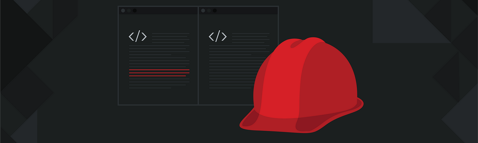 Image: Depiction of software and a hard hat