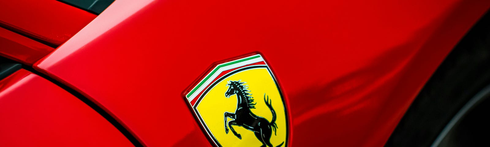 Close-up photo of a Ferrari.