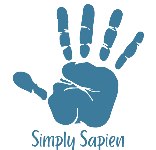 blue handprint logo for simply sapien