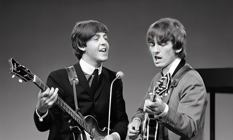 Image of George Harrison and Paul McCartney