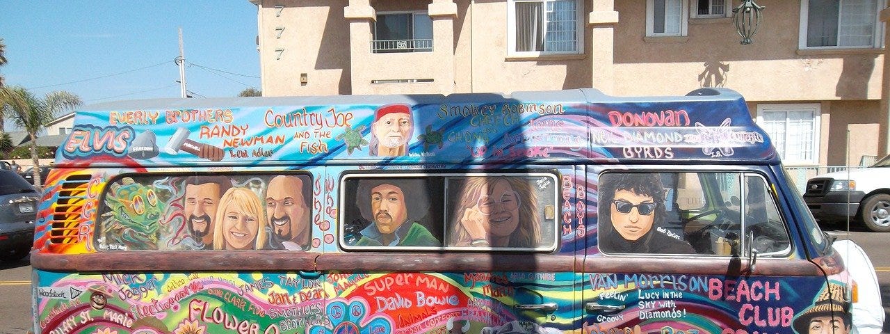 Hippy van, painted psychadelically.