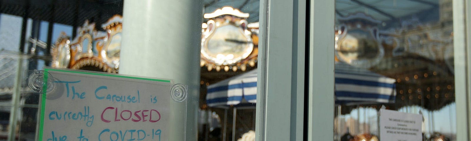 Jane’s Carousel in New York City, closed due to the coronavirus pandemic.