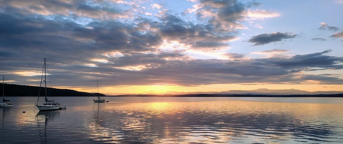 Sunrise over Lake Champlain — author’s photo.