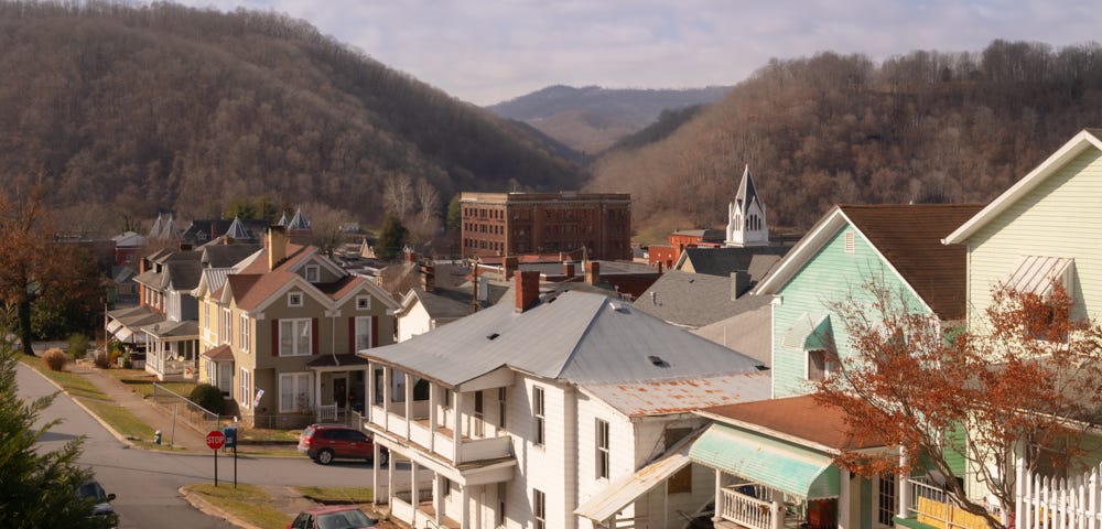 A view of Hinton, WV taken on a day in the fall