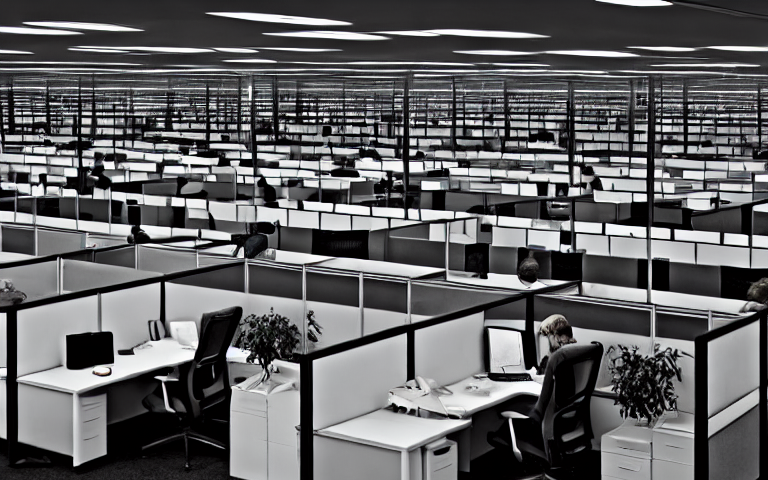 No collaboration here. Miles of cubicals in an office environment.