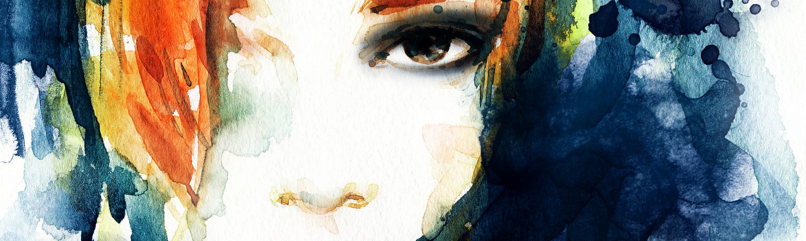 Watercolor image of a beautiful female face