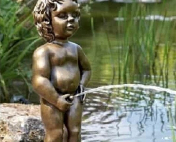 A boy peeing — fountain.