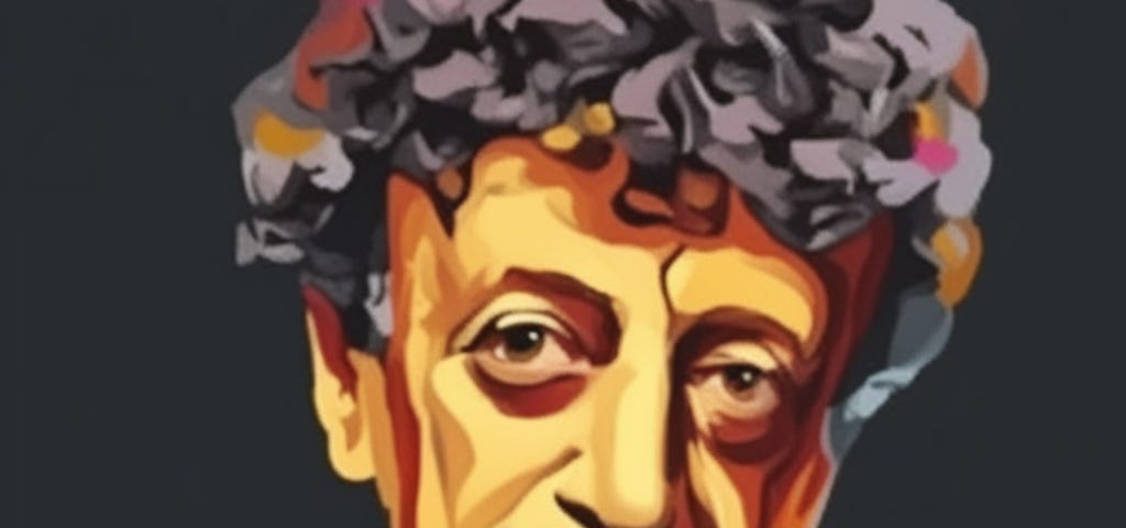 An artistic portrait of a magical-looking Kurt Vonnegut