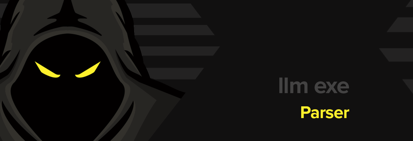Logo for llm-exe — a TypeScript utility for executing language models, with the text “Parser”.