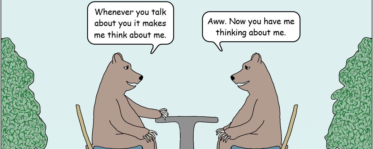 Two bears discuss themselves.