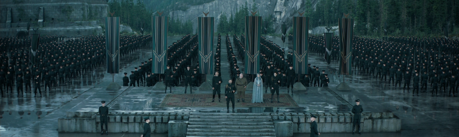 The Atreides household standing at attention during an imperial ceremony