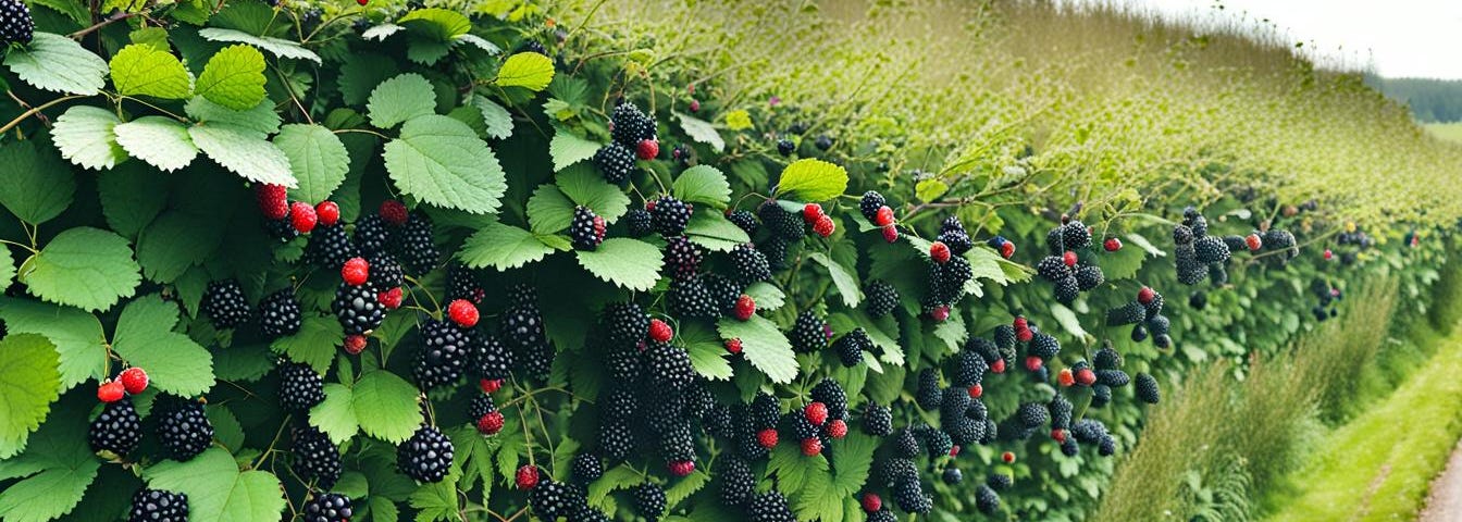 Hedgerow with blackberries