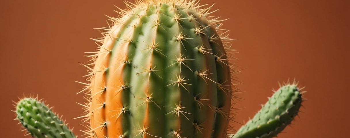 A spiny cactus with 2 branches