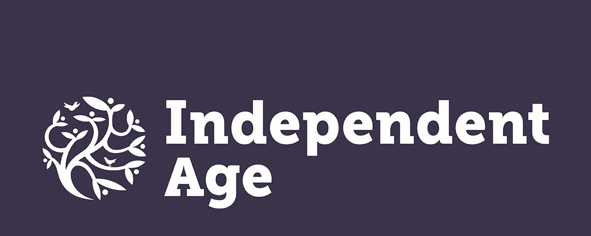 Navy graphic featuring the Independent Age logo