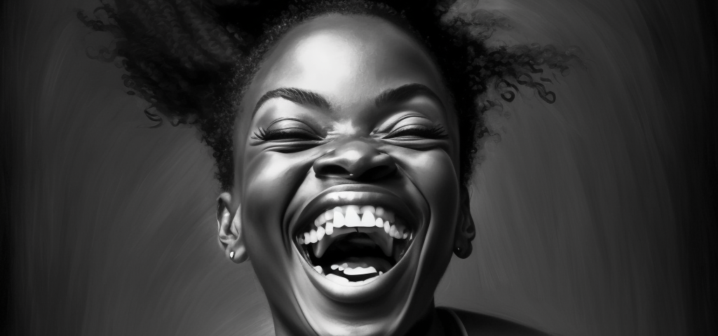 Black joy. Young black girl laughing.